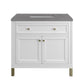 Chicago 36" Single Vanity, Glossy White w/ 3 CM Grey Expo Top