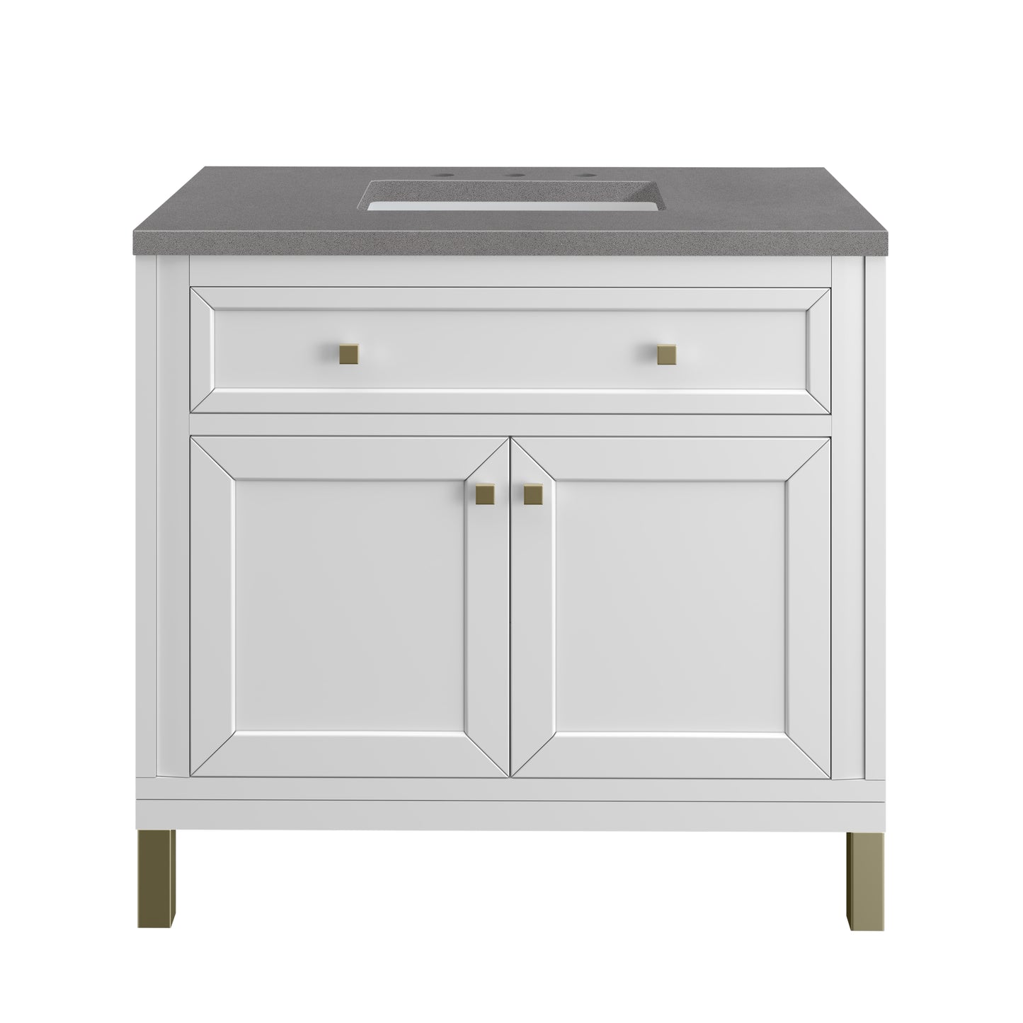 Chicago 36" Single Vanity, Glossy White w/ 3 CM Grey Expo Top