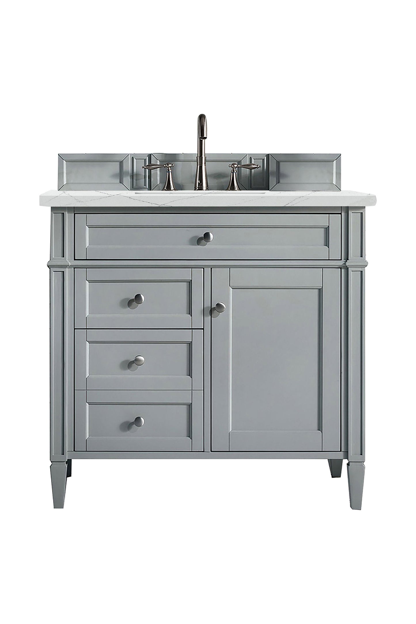 Brittany 36" Single Vanity, Urban Gray w/ 3 CM Ethereal Noctis Quartz Top