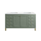 Chicago 60" Double Vanity, Smokey Celadon w/ 3 CM White Zeus Top