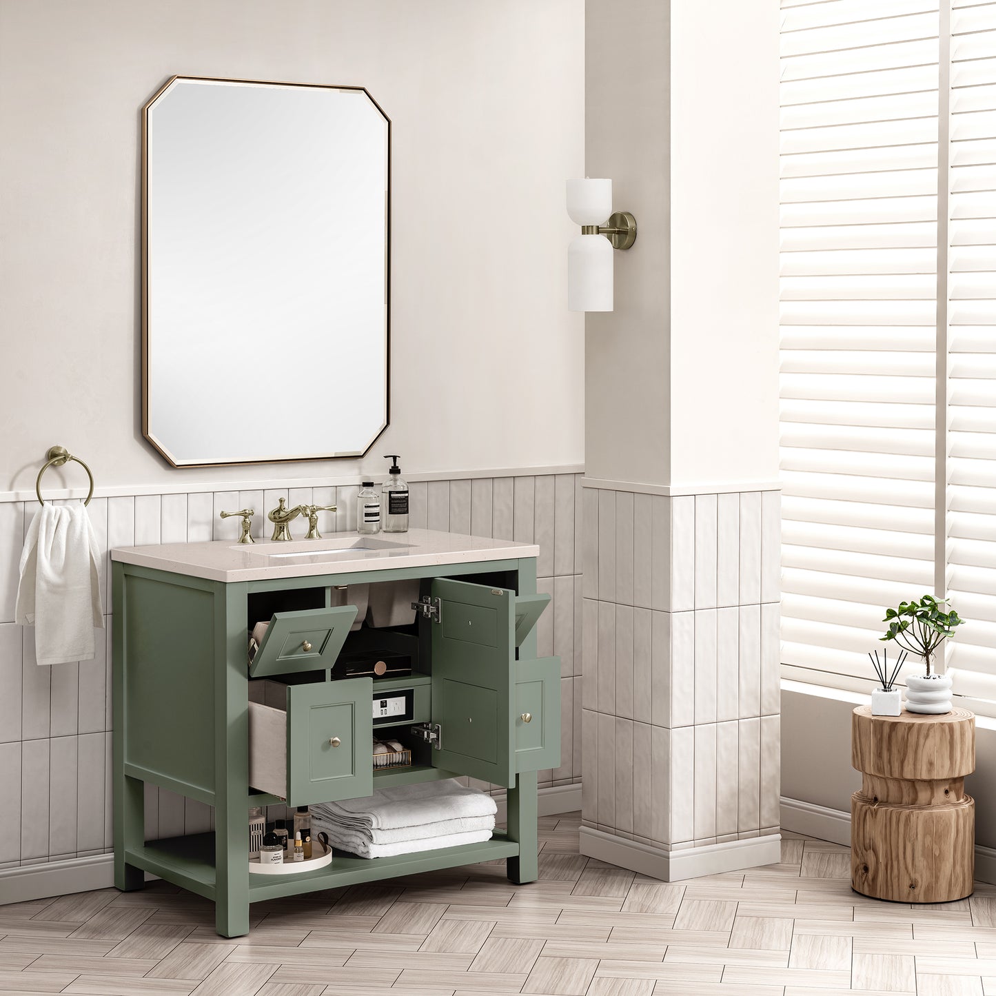 Breckenridge 36" Single Vanity, Smokey Celadon w/ 3 CM Eternal Marfil Top