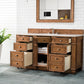 Bristol 60" Single Vanity, Saddle Brown w/ 3 CM White Zeus Quartz Top