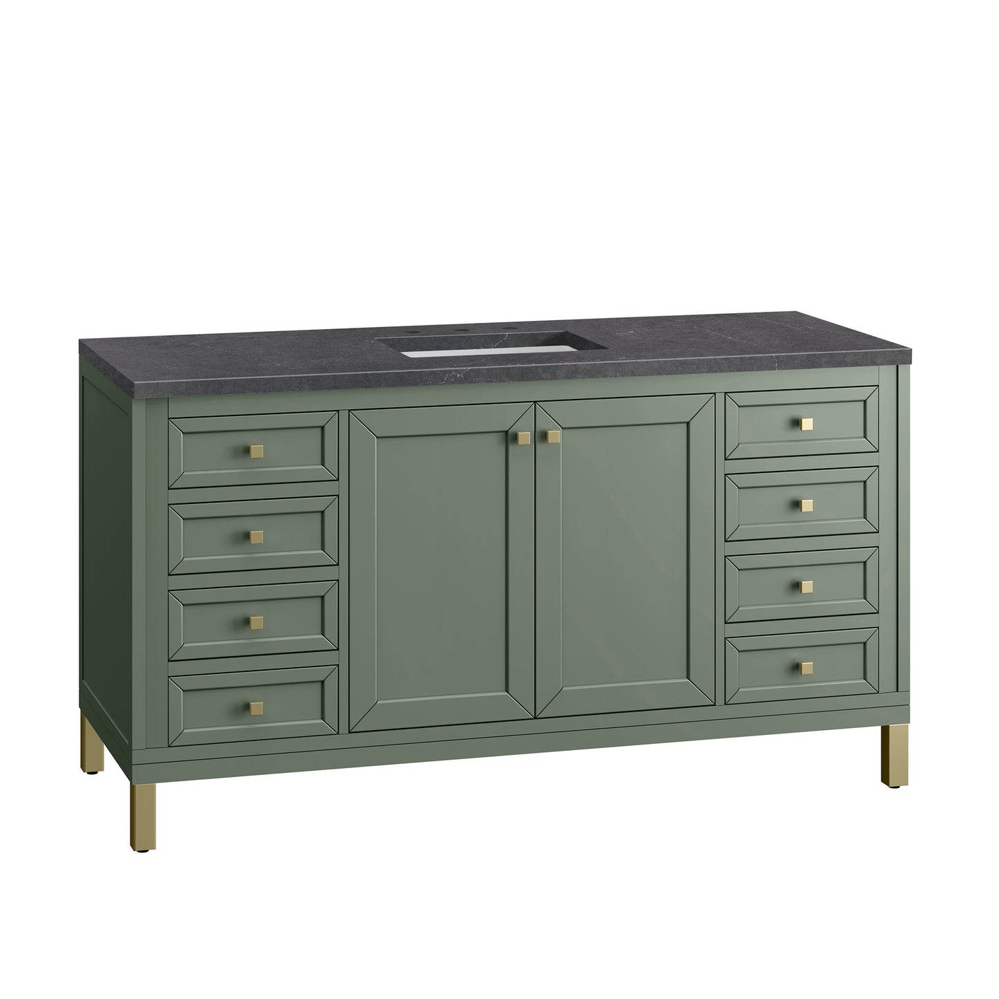 Chicago 60" Single Vanity, Smokey Celadon w/ 3 CM Charcoal Soapstone Top