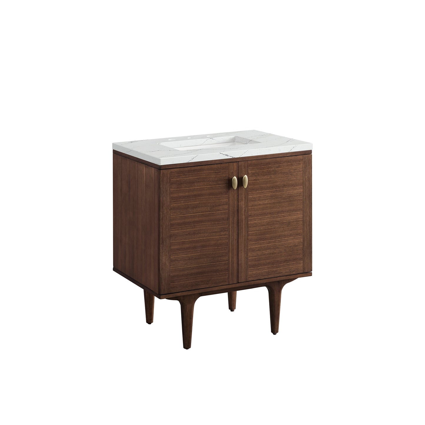 Amberly 30" Single Vanity, Mid-Century Walnut w/ 3 CM Ethereal Noctis Top