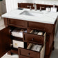 Brookfield 36" Single Vanity, Warm Cherry w/ 3 CM Ethereal Noctis Quartz Top