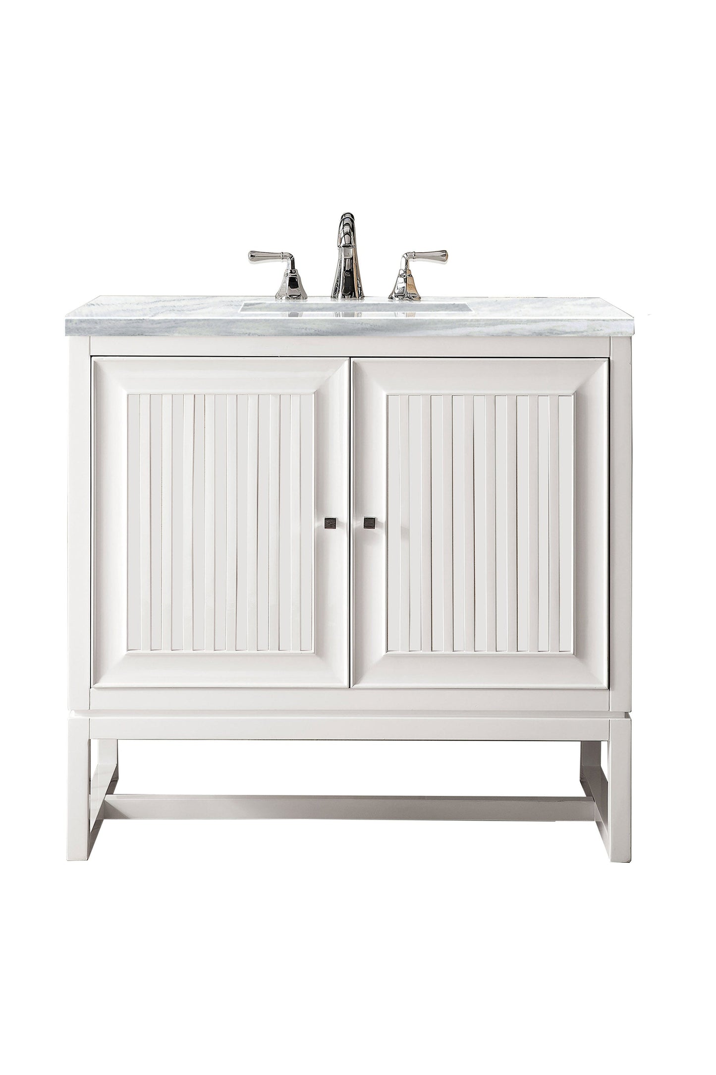 Athens 36" Single Vanity, Glossy White w/ 3 CM Arctic Fall Solid Surface Top