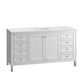 Chicago 60" Single Vanity, Glossy White w/ 3 CM White Zeus Top