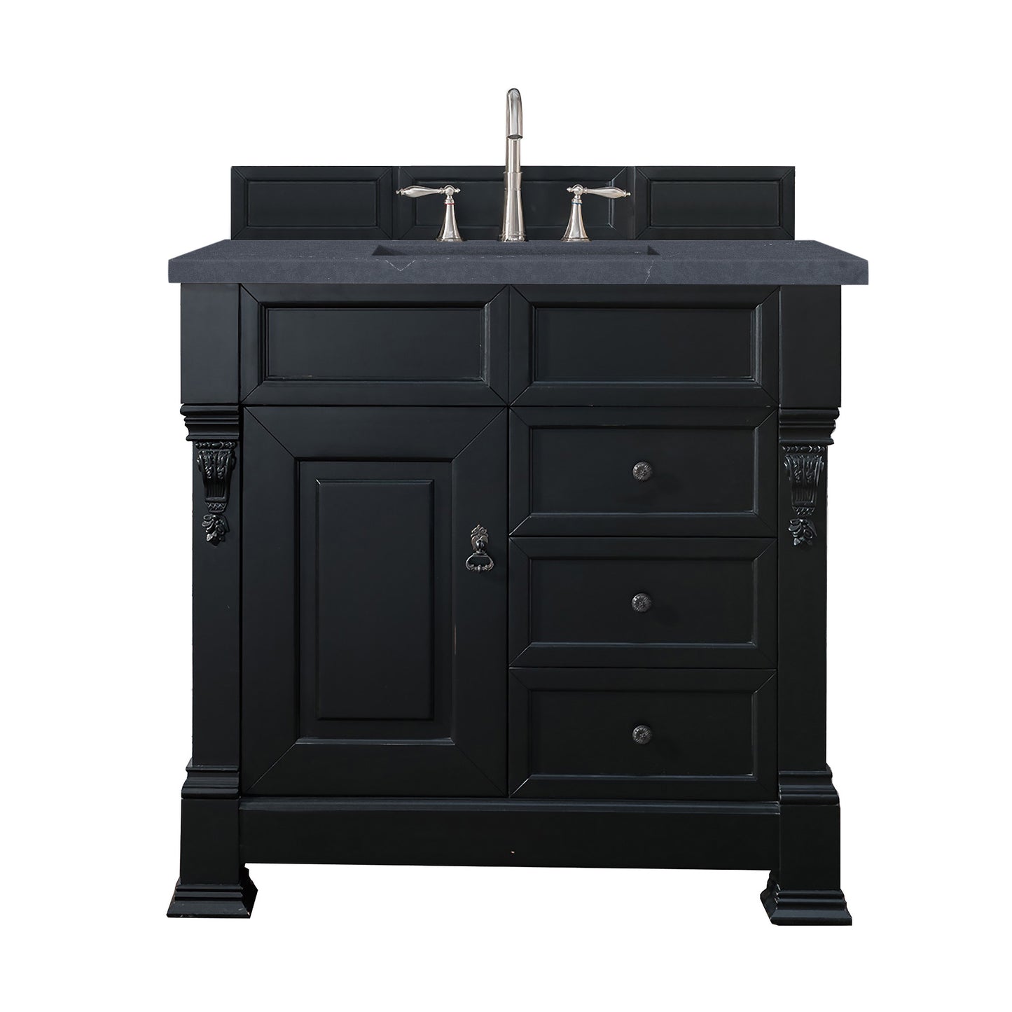 Brookfield 36" Single Vanity, Antique Black w/ 3 CM Charcoal Soapstone Quartz Top