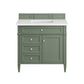 Brittany 36" Single Vanity, Smokey Celadon w/ 3 CM White Zeus Top