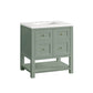 Breckenridge 30" Single Vanity, Smokey Celadon w/ 3 CM White Zeus Top