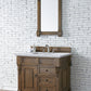 Brookfield 36" Single Vanity, Country Oak w/ 3 CM Carrara Marble Top