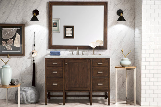 Addison 48" Single Vanity, Mid-Century Acacia w/ 3 CM Eternal Jasmine Pearl Quartz Top