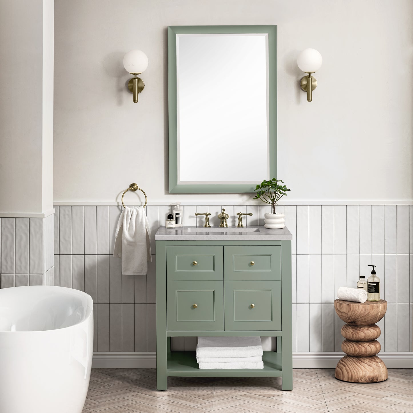 Breckenridge 30" Single Vanity, Smokey Celadon w/ 3 CM Eternal Serena Top