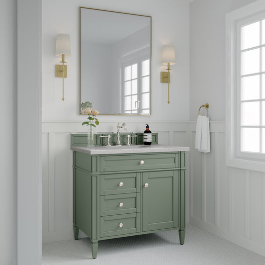 Brittany 36" Single Vanity, Smokey Celadon w/ 3 CM Eternal Serena Top