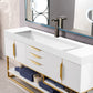 Columbia 72" Single Vanity, Glossy White, Radiant Gold w/ Glossy White Composite Stone Top