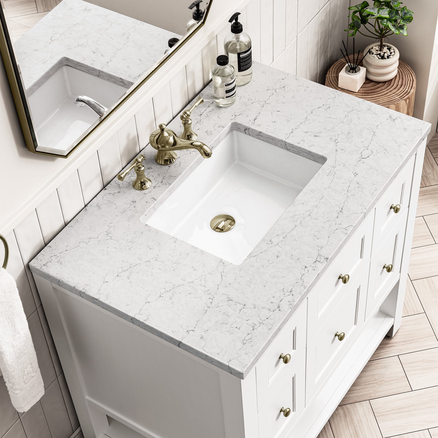 Breckenridge 36" Single Vanity, Bright White w/ 3 CM Arctic Fall Top