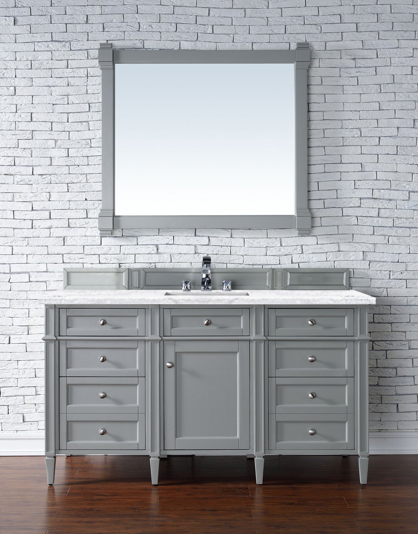 Brittany 60" Single Vanity, Urban Gray w/ 3 CM Arctic Fall Solid Surface Top