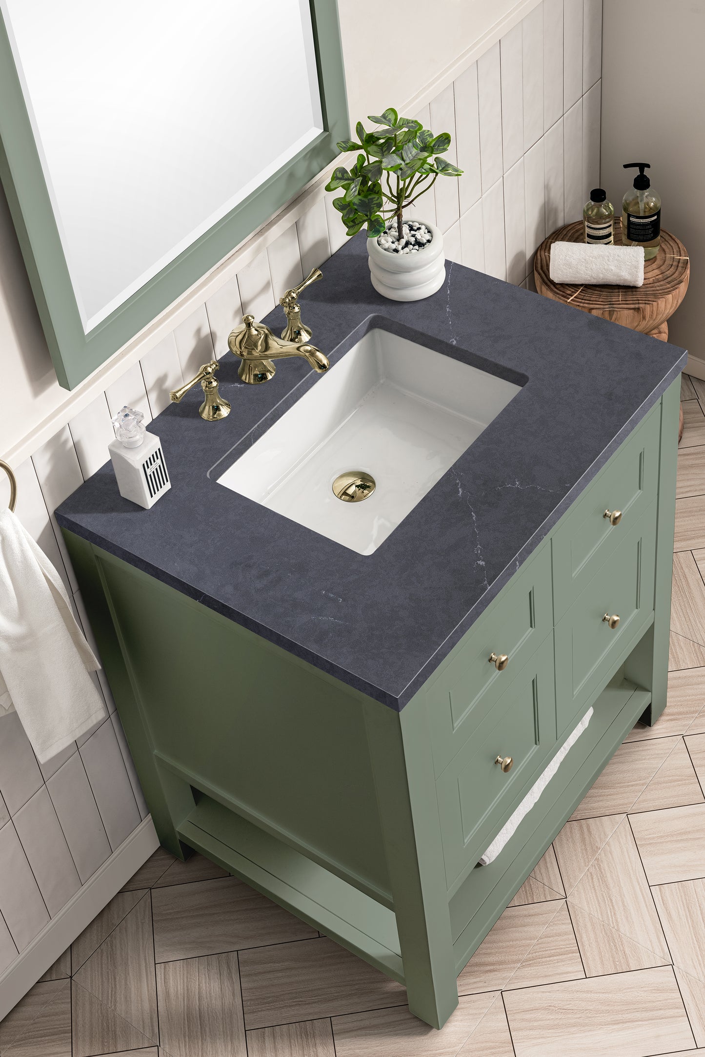 Breckenridge 30" Single Vanity, Smokey Celadon w/ 3 CM Charcoal Soapstone Top