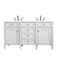 Brittany 60" Double Vanity, Bright White Vanity w/ 3 CM White Zeus Quartz Top