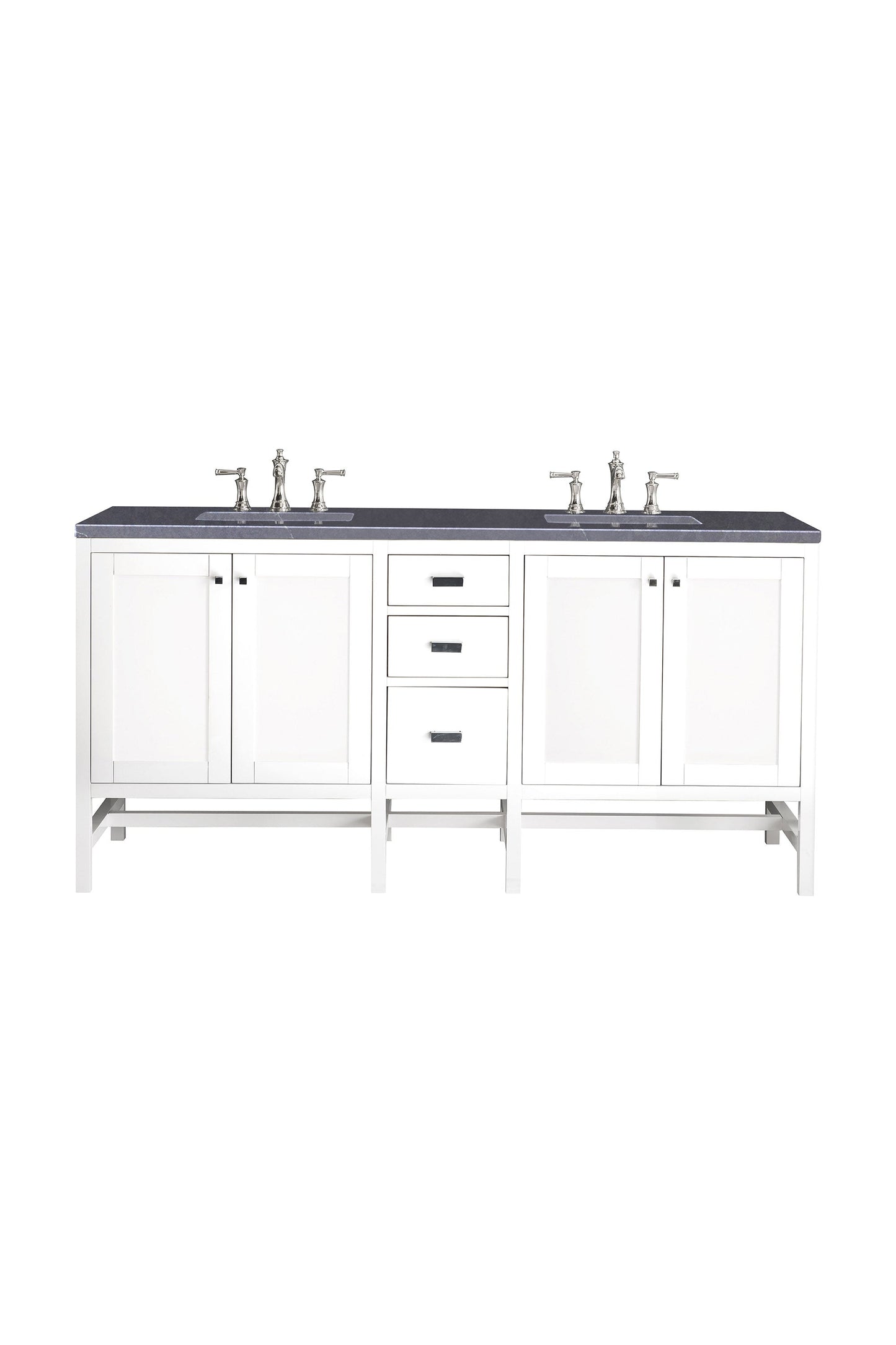 Addison 72" Double Vanity, Glossy White w/ 3 CM Charcoal Soapstone Quartz Top