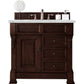 Brookfield 36" Single Vanity, Burnished Mahogany w/ 3 CM Ethereal Noctis Quartz Top