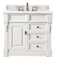 Brookfield 36" Single Vanity, Bright White w/ 3 CM Arctic Fall Solid Surface Top