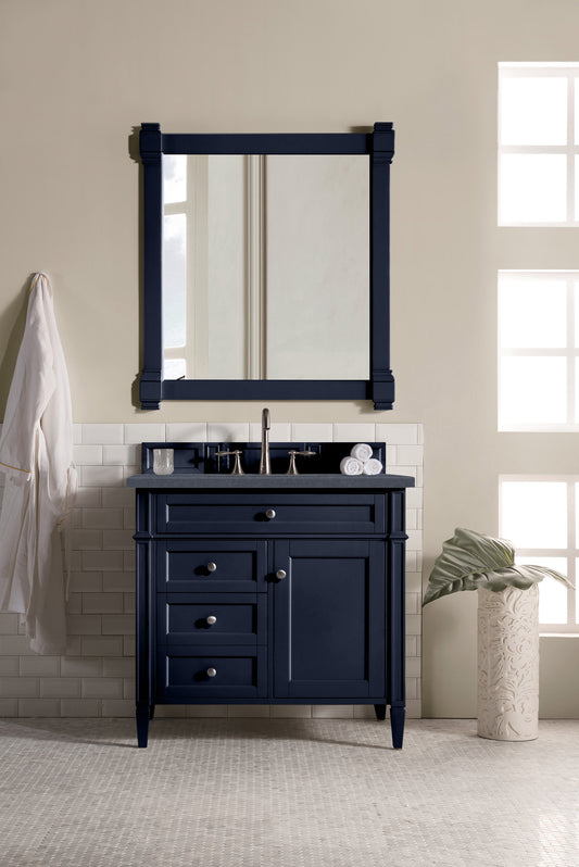 Brittany 36" Single Vanity, Victory Blue w/ 3 CM Charcoal Soapstone Quartz Top