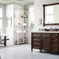 Brittany 60" Single Vanity, Burnished Mahogany w/ 3 CM Eternal Jasmine Pearl Quartz Top