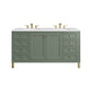 Chicago 60" Double Vanity, Smokey Celadon w/ 3 CM White Zeus Top