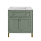 Chicago 30" Single Vanity, Smokey Celadon w/ 3 CM Eternal Jasmine Pearl Top