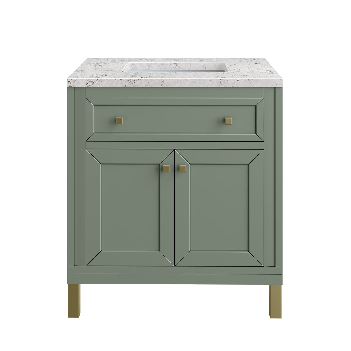 Chicago 30" Single Vanity, Smokey Celadon w/ 3 CM Eternal Jasmine Pearl Top