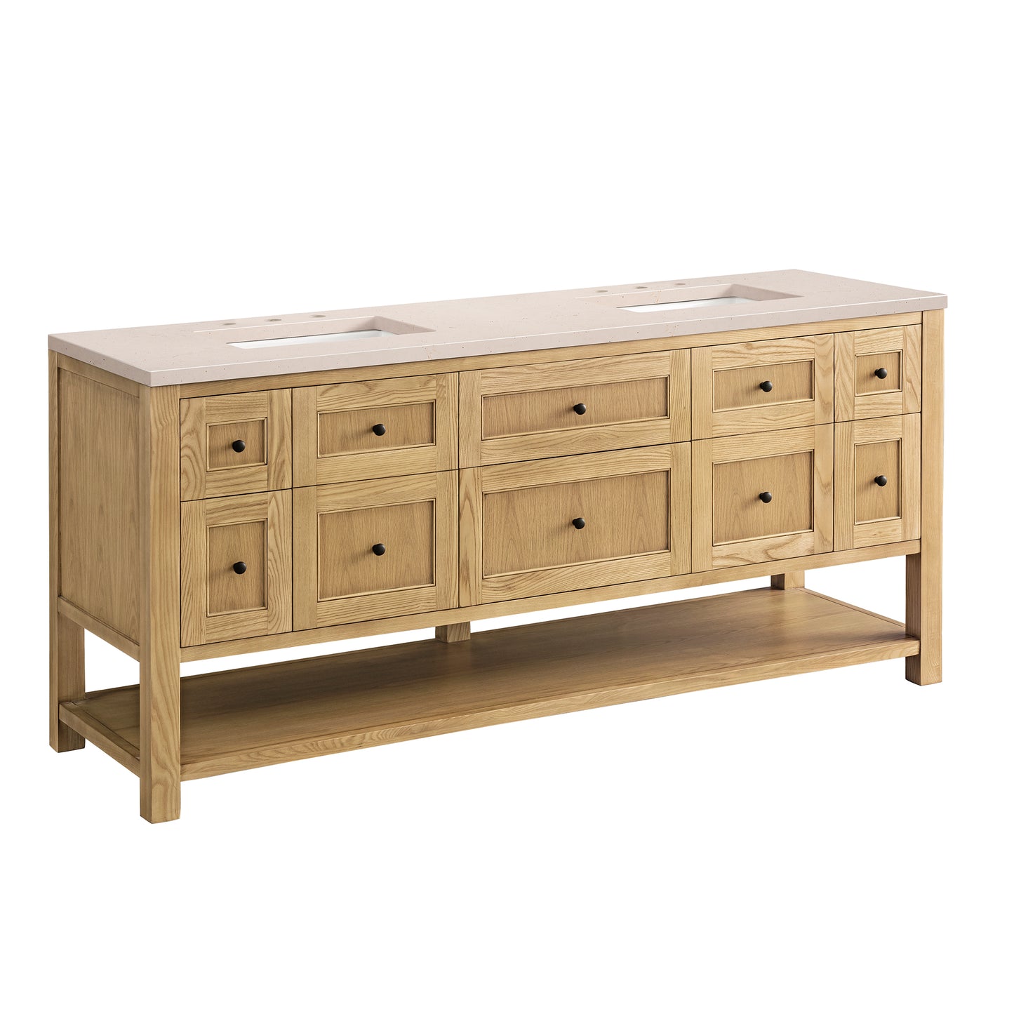 Breckenridge 72" Double Vanity, Light Natural Oak w/ 3 CM Eternal Marfil Top