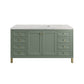 Chicago 60" Single Vanity, Smokey Celadon w/ 3 CM Eternal Jasmine Pearl Top