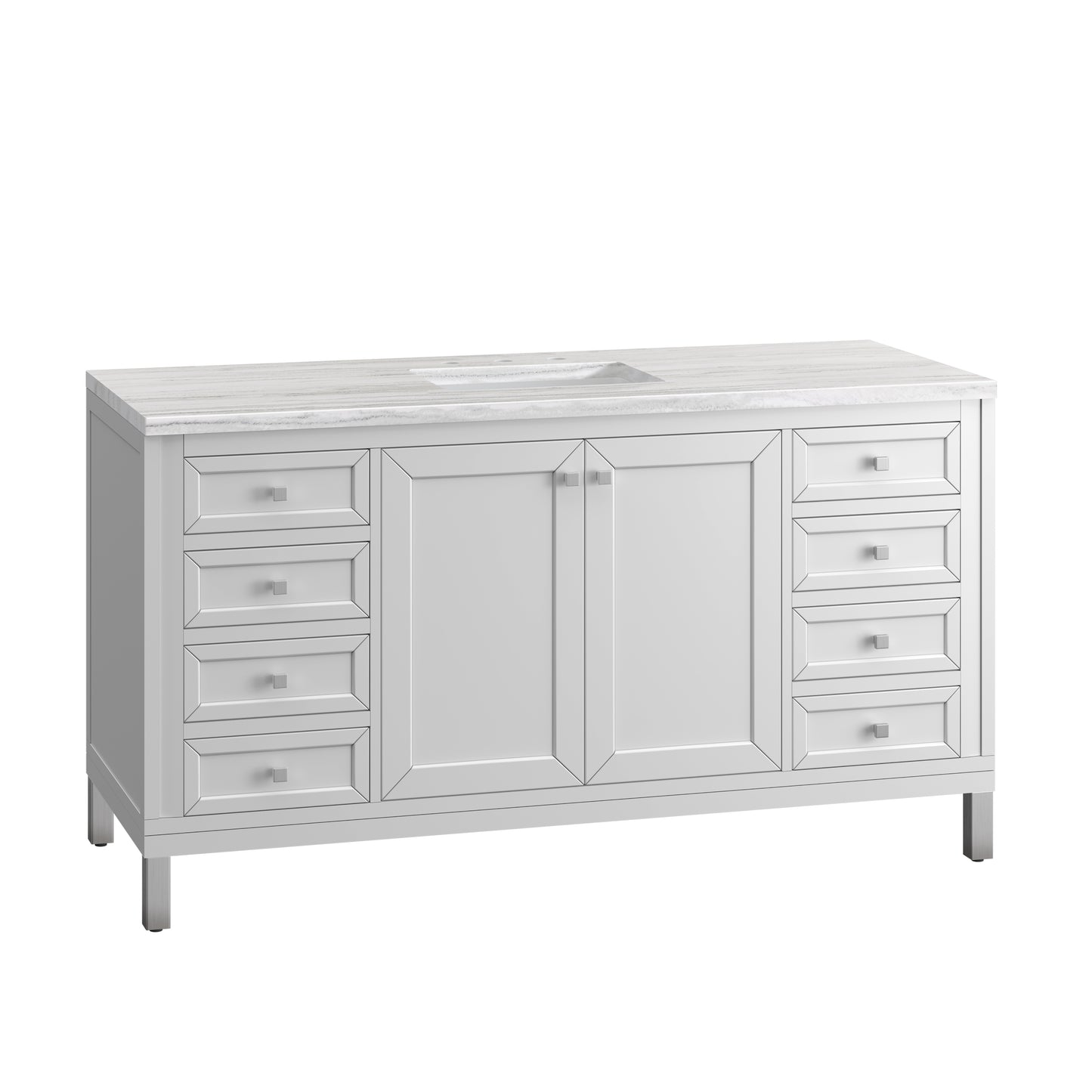 Chicago 60" Single Vanity, Glossy White w/ 3 CM Arctic Fall Top