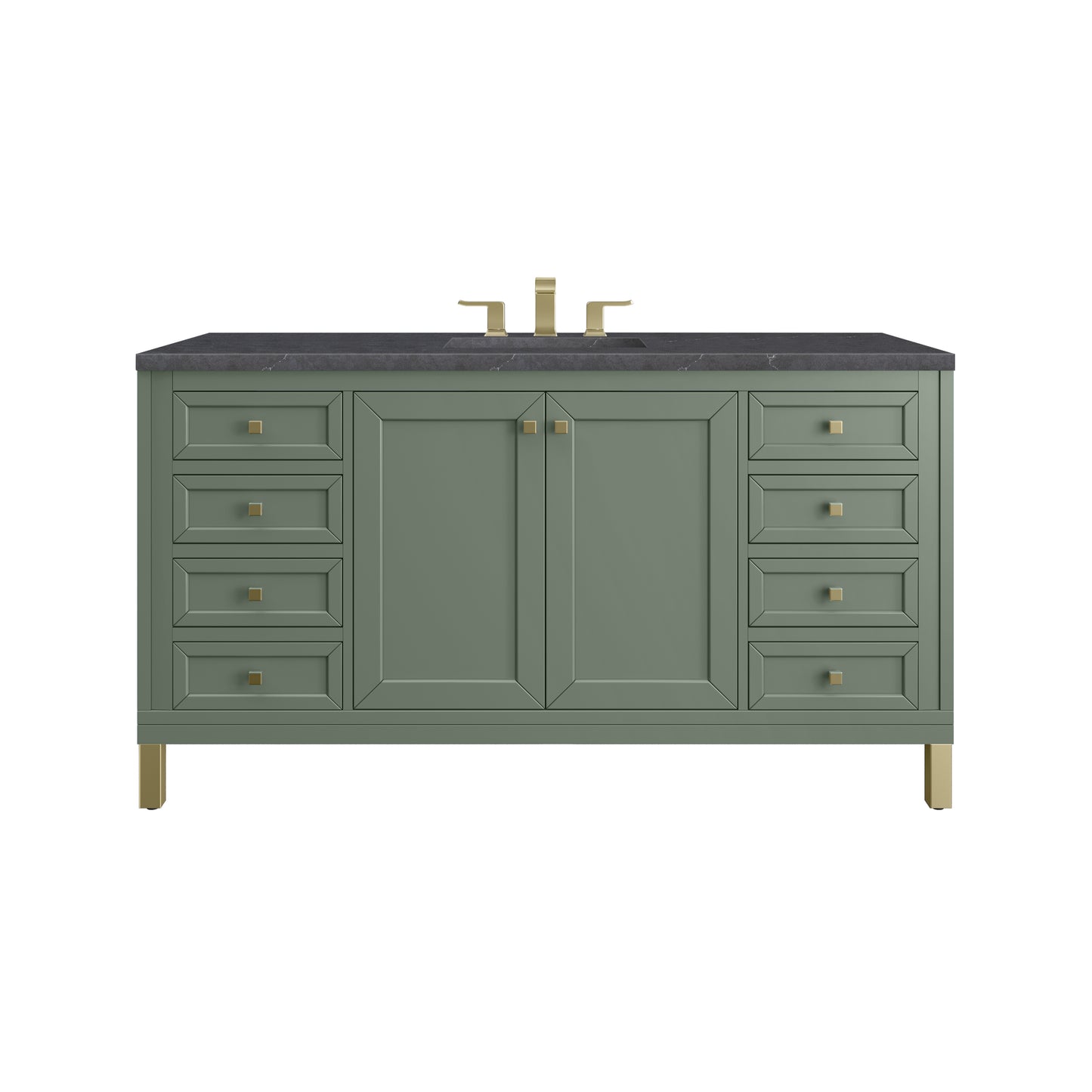 Chicago 60" Single Vanity, Smokey Celadon w/ 3 CM Charcoal Soapstone Top