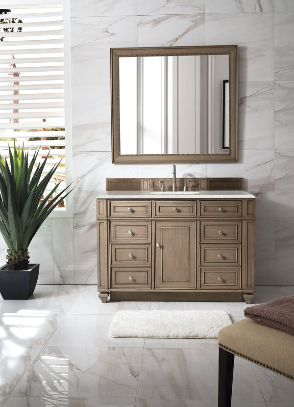 Bristol 48 Single Vanity, Whitewashed Walnut w/ 3 CM Eternal Serena Quartz Top