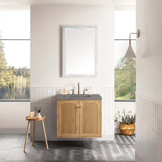 Laurent 30" Single Vanity, Light Natural Oak w/ 3 CM Grey Expo Top