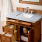 Brittany 36" Single Vanity, Saddle Brown w/ 3 CM Arctic Fall Solid Surface Top