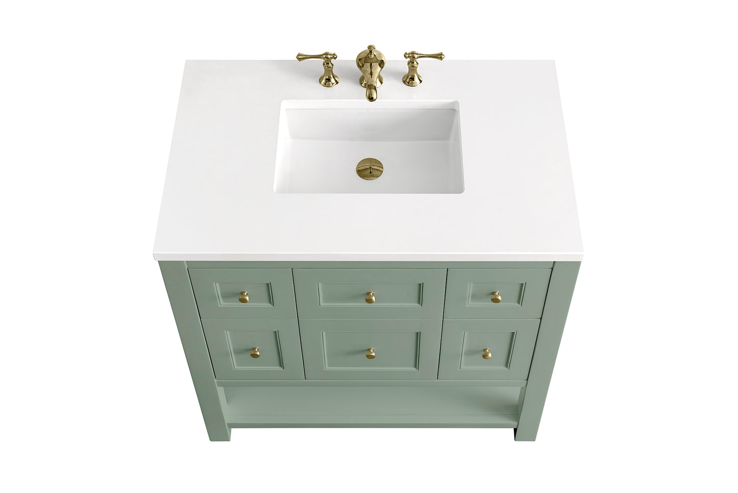 Breckenridge 36" Single Vanity, Smokey Celadon w/ 3 CM White Zeus Top