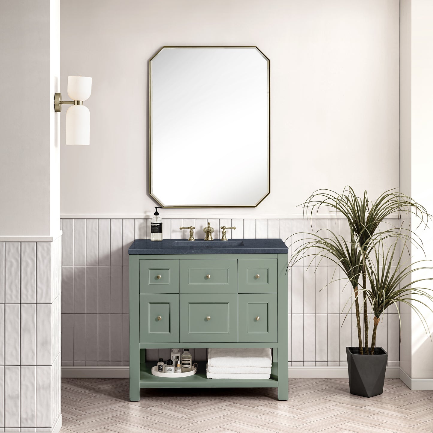 Breckenridge 36" Single Vanity, Smokey Celadon w/ 3 CM Charcoal Soapstone Top