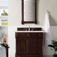 Brookfield 36" Single Vanity, Burnished Mahogany w/ 3 CM Ethereal Noctis Quartz Top