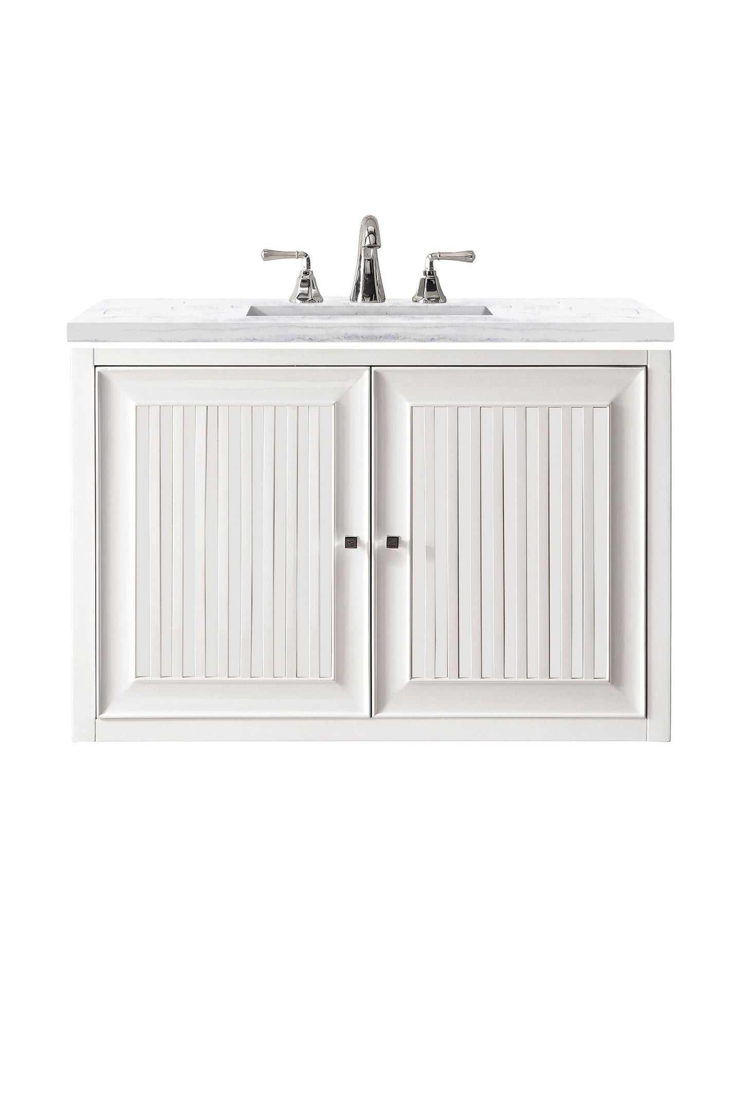 Athens 30" Single Vanity, Glossy White w/ 3 CM Arctic Fall Solid Surface Top