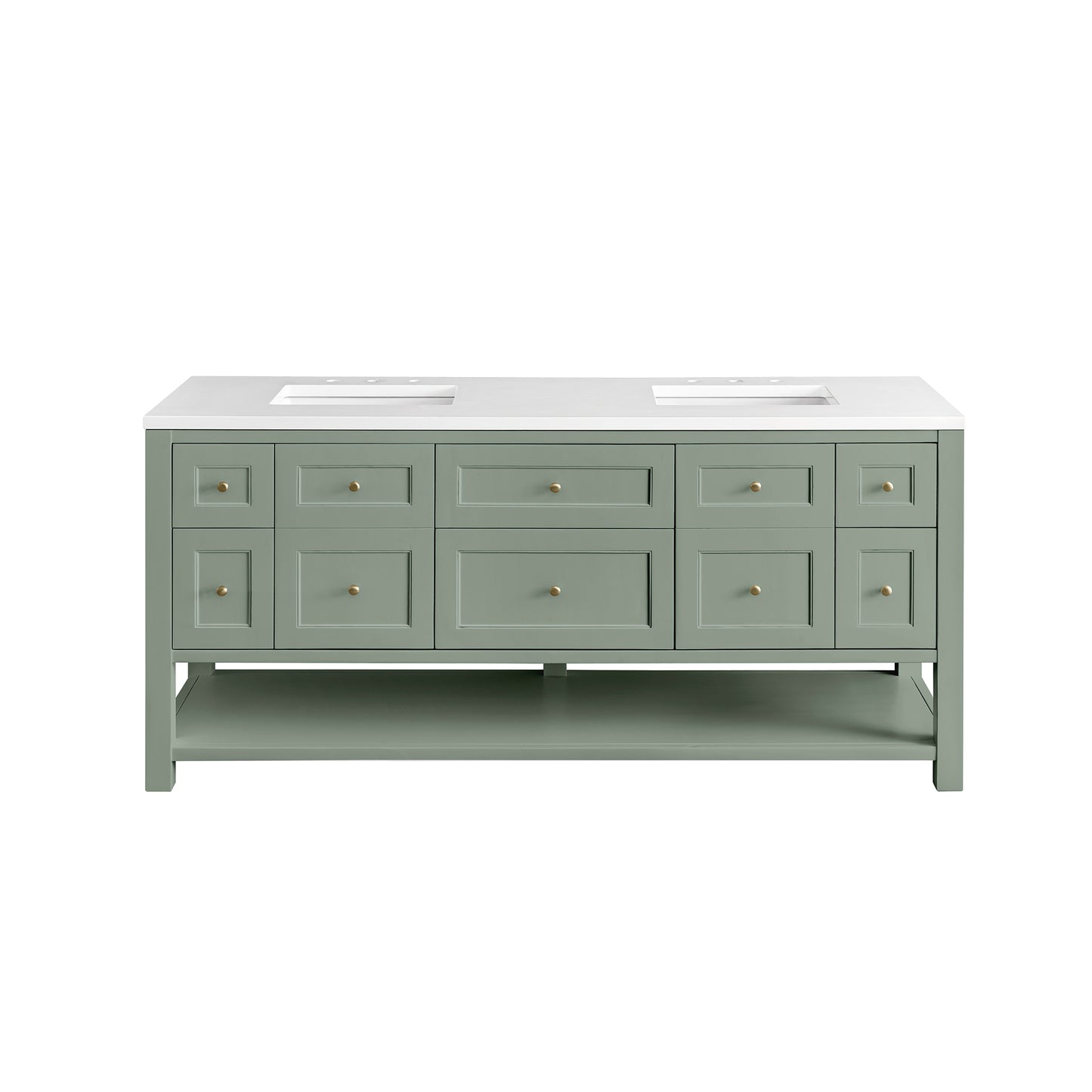 Breckenridge 72" Double Vanity, Smokey Celadon w/ 3 CM White Zeus Top