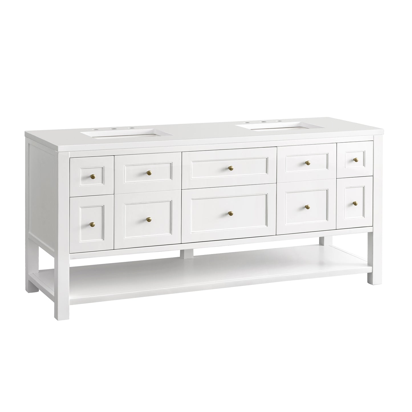 Breckenridge 72" Double Vanity, Bright White w/ 3 CM White Zeus Top