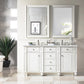 Bristol 60" Double Vanity, Bright White w/ 3 CM Ethereal Noctis Quartz Top