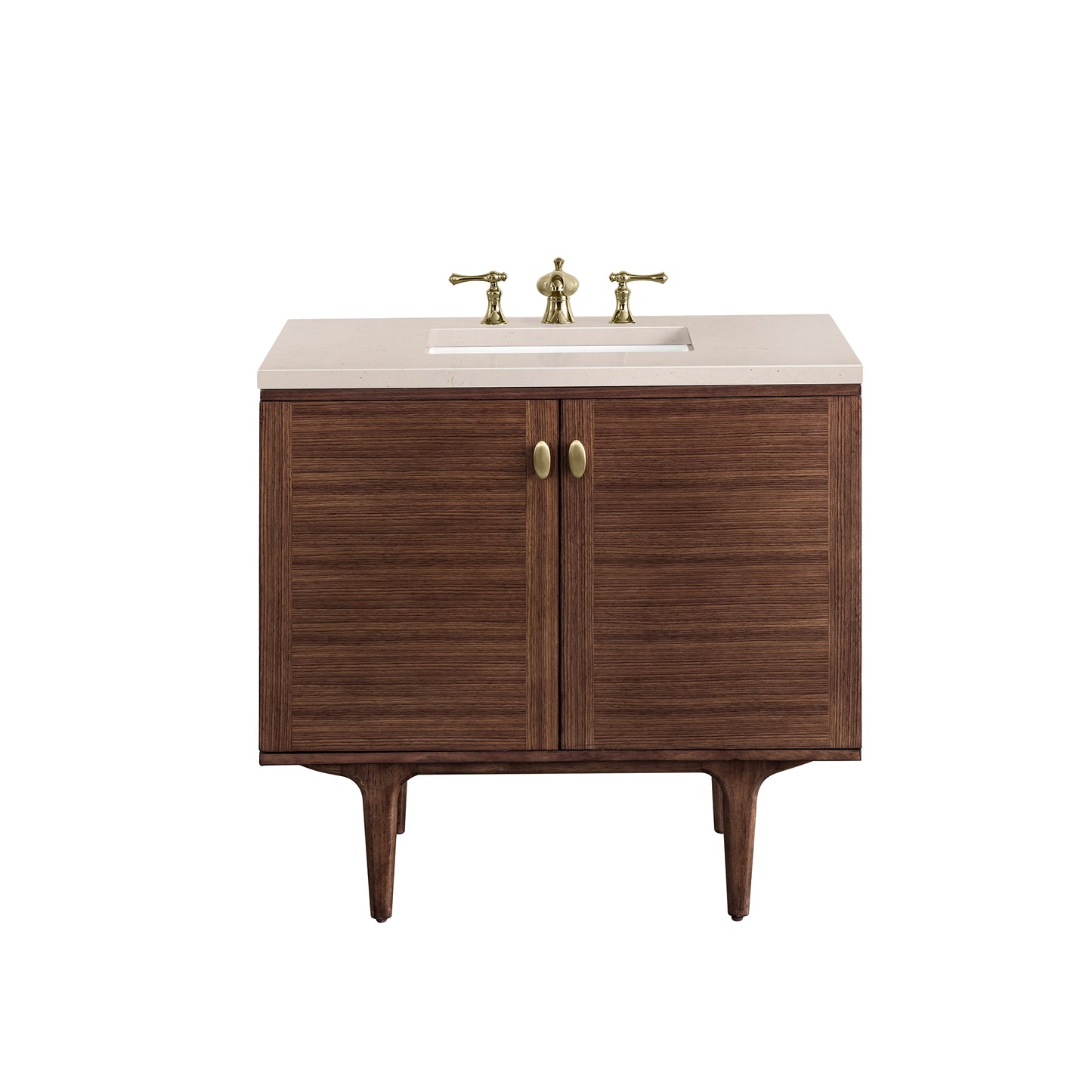 Amberly 36" Single Vanity, Mid-Century Walnut w/ 3 CM Eternal Marfil Top