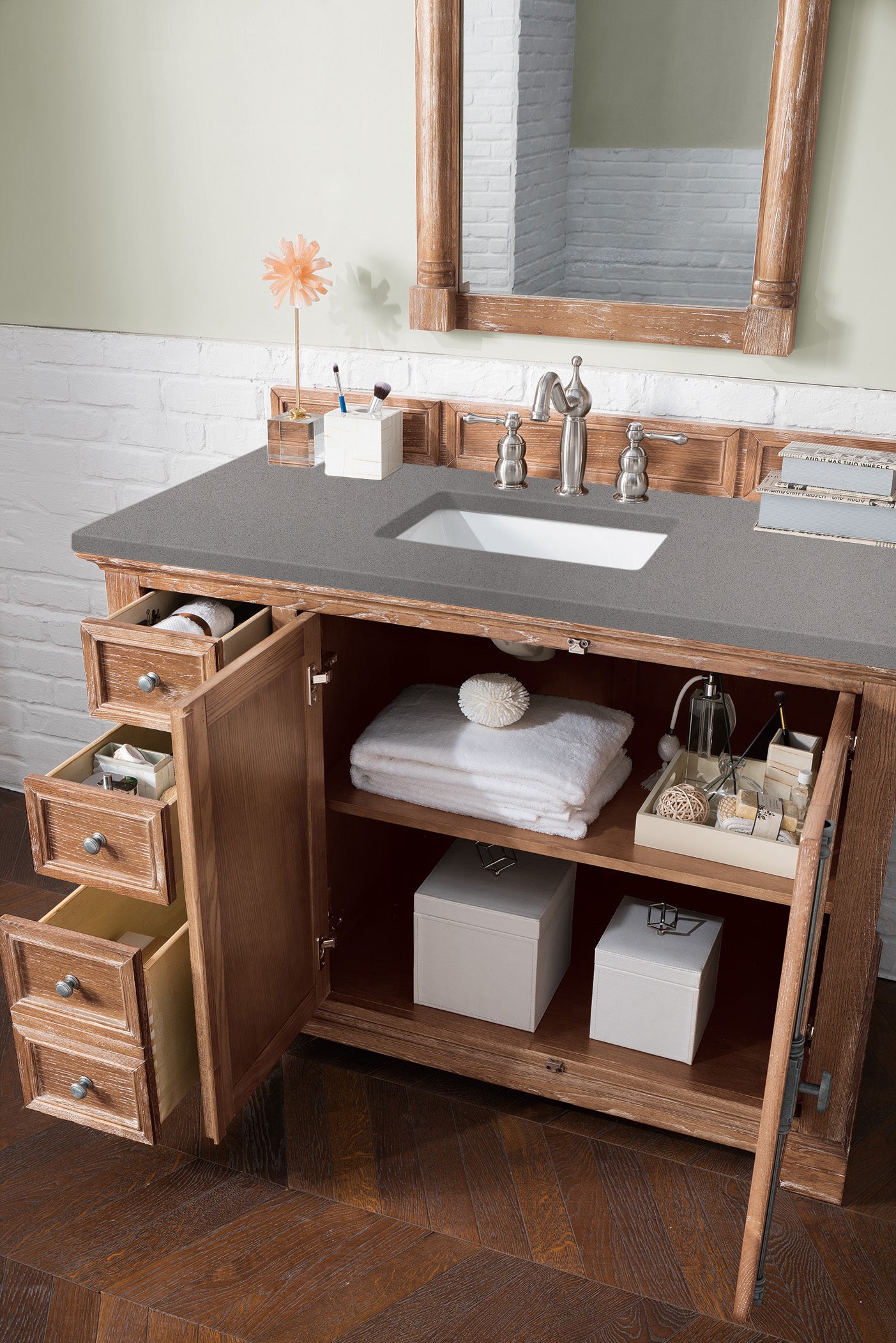 Providence 48" Single Vanity, Driftwood w/ 3 CM Grey Expo Quartz Top