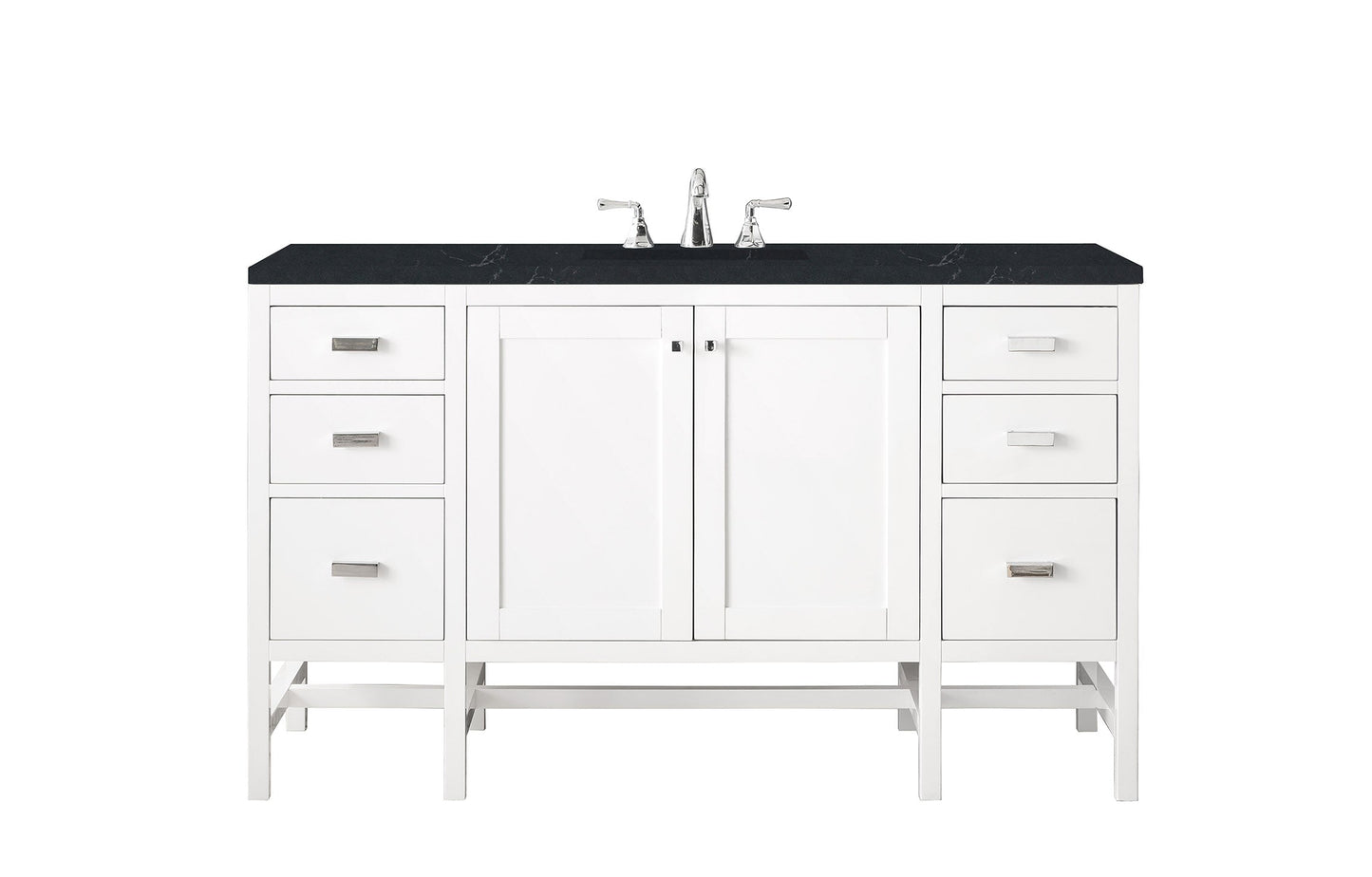 Addison 60" Single Vanity, Glossy White w/ 3 CM Charcoal Soapstone Quartz Top