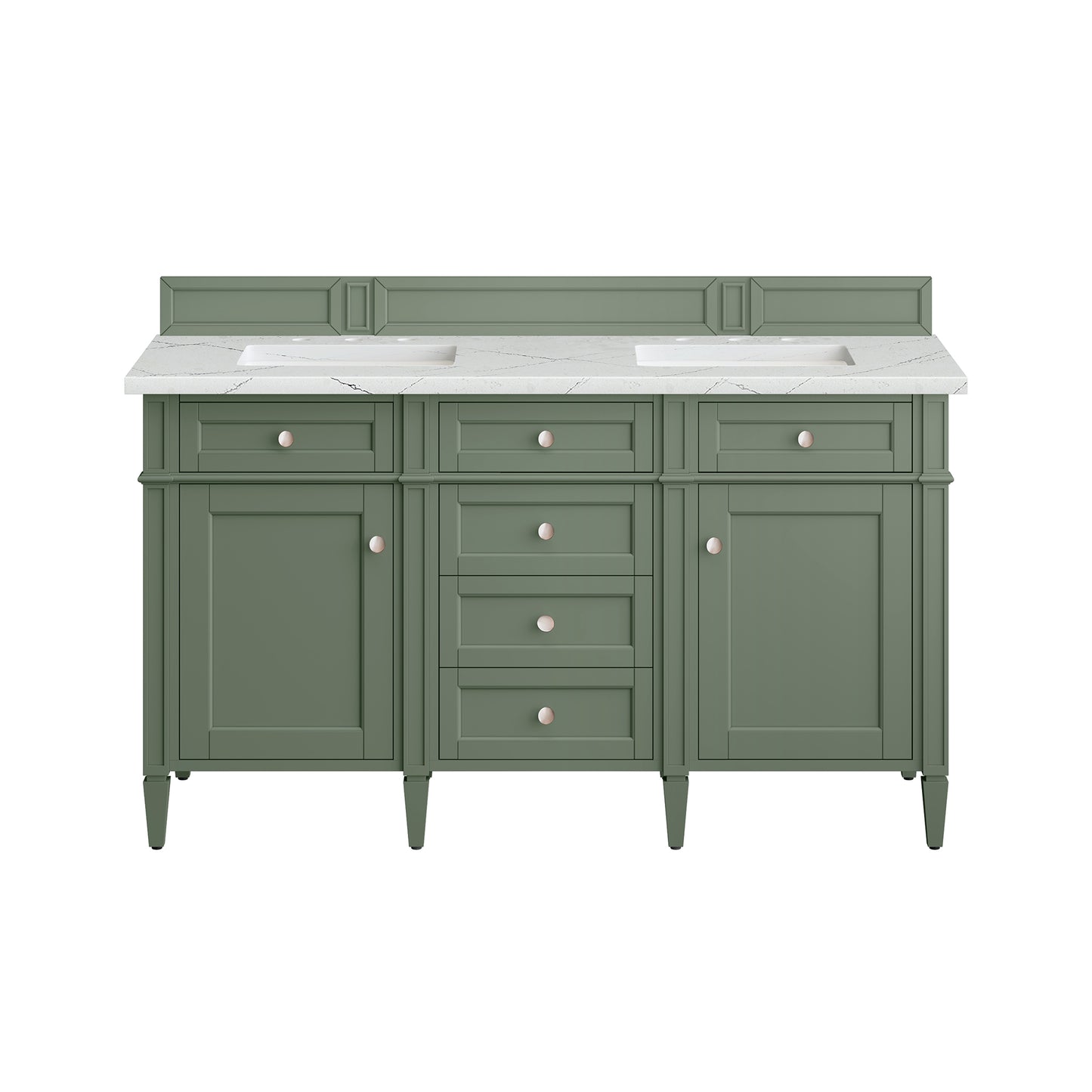 Brittany 60" Double Vanity, Smokey Celadon w/ 3 CM Ethereal Noctis Top