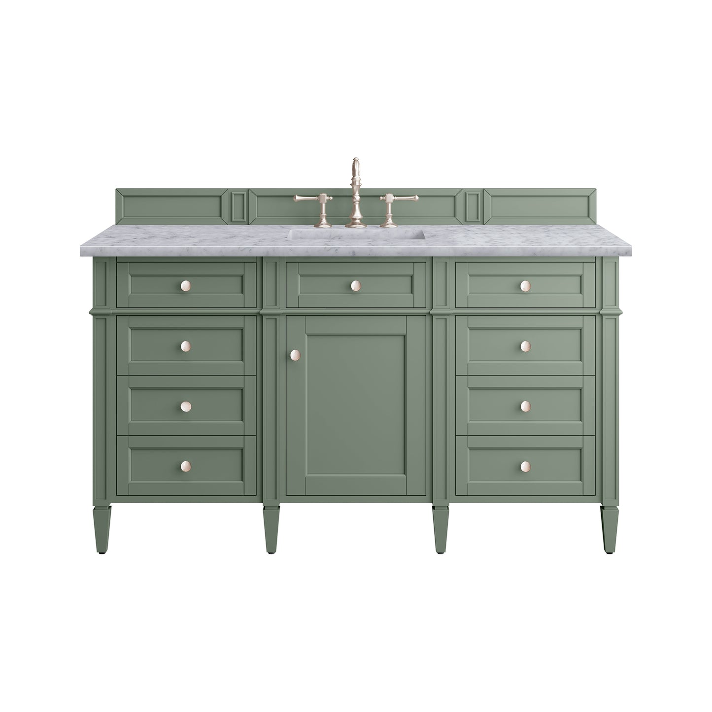 Brittany 60" Single Vanity, Smokey Celadon w/ 3 CM Carrara Marble Top